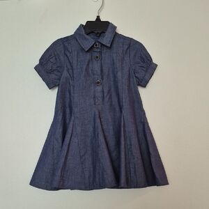 NWT Banana Republic Baby Denin Chambray Dress Flair Skirt Puff Sleeve Size 18-24